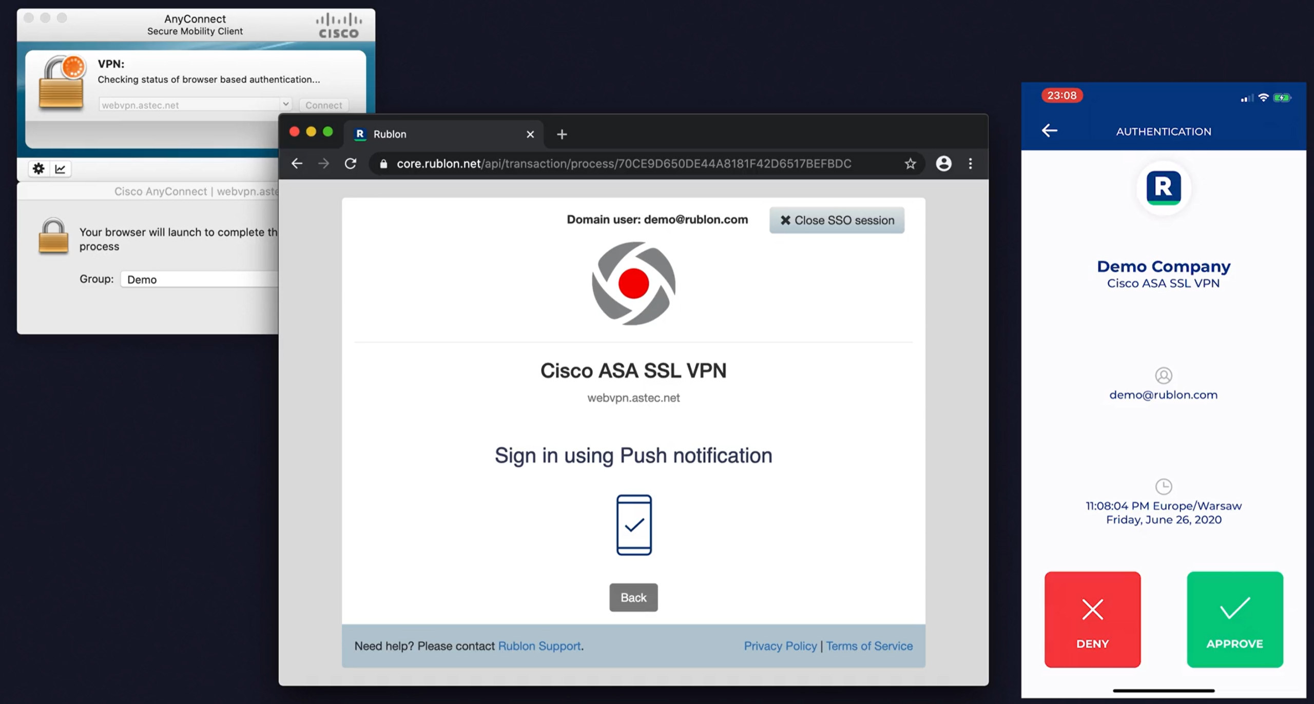 Example Of MFA Login To Cisco AnyConnect Rublon User Guide