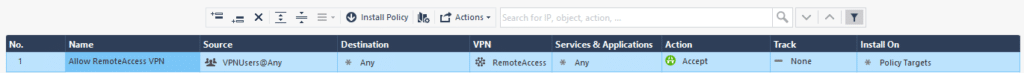 Image showing a properly configured rule for Unified Access Policy