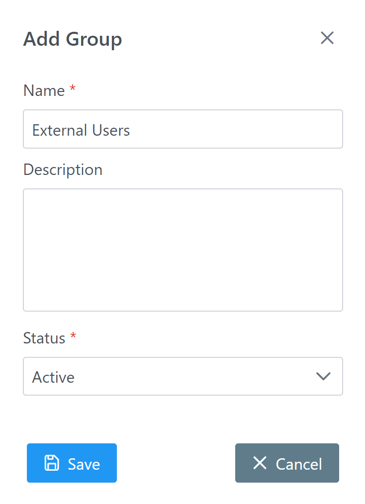 Image showing the creation of the External Users group