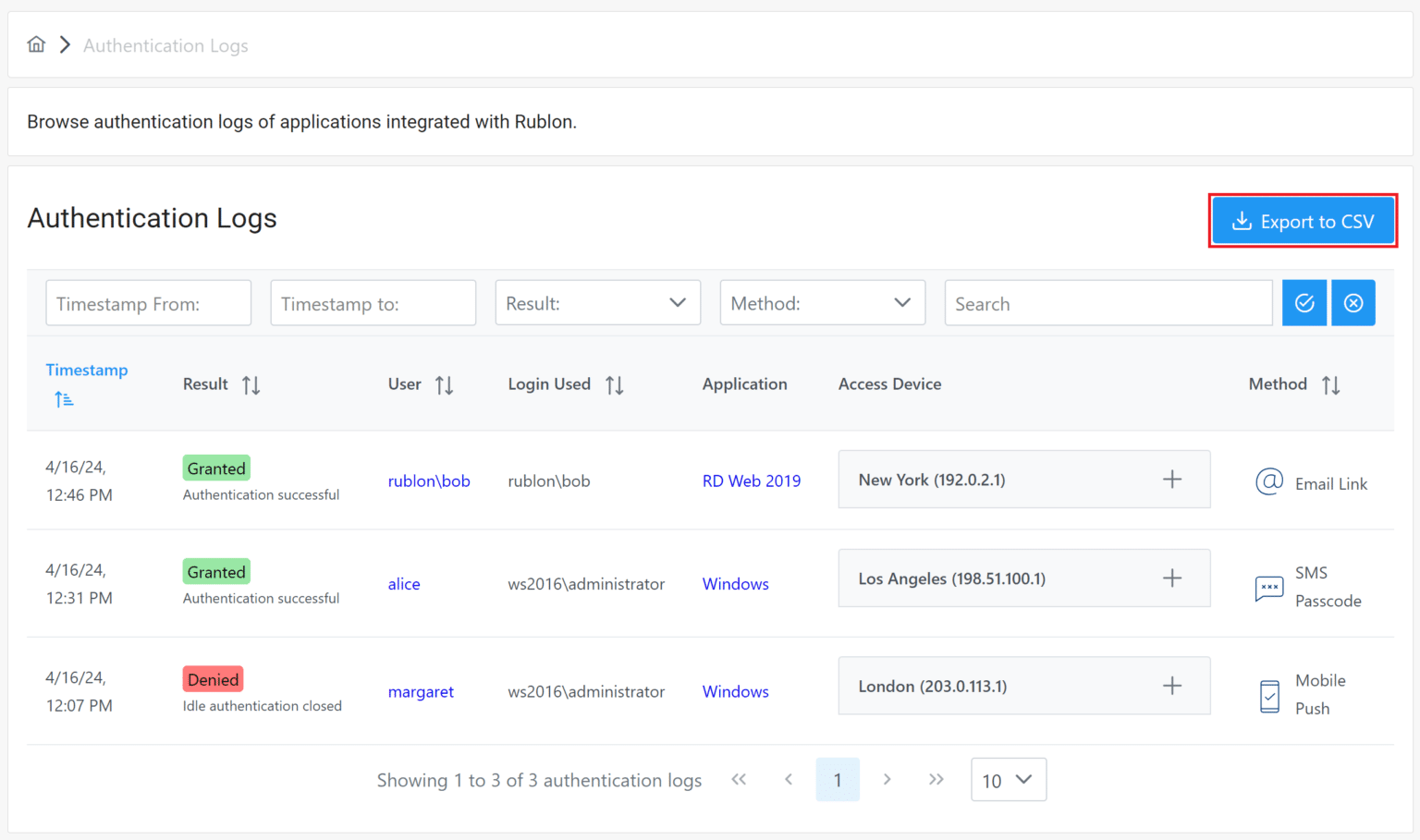 One-Click Full Authentication Logs Export Now Available - Rublon