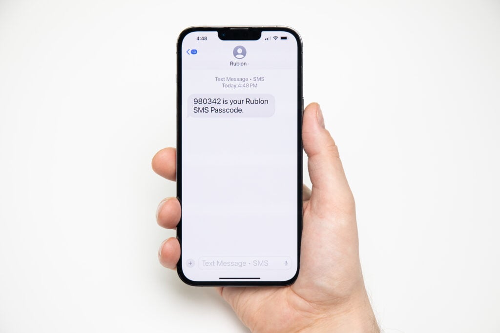 User receiving an SMS Passcode