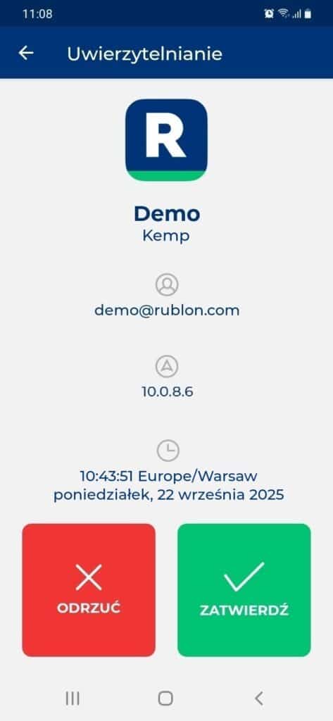 Obrazek przedstawiający powiadomienie push na telefon komórkowy otrzymane przez użytkownika podczas uwierzytelniania Kemp MFA.
