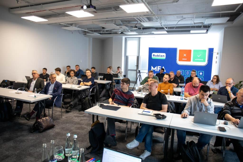 Participants of the Rublon Partner Training in the Atlas Tower conference room in Warsaw.