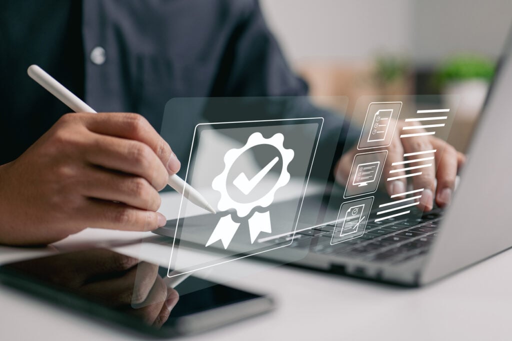 Symbolic image representing digital certification, trust, and validation, which are key concepts of Certificate Authority (CA).