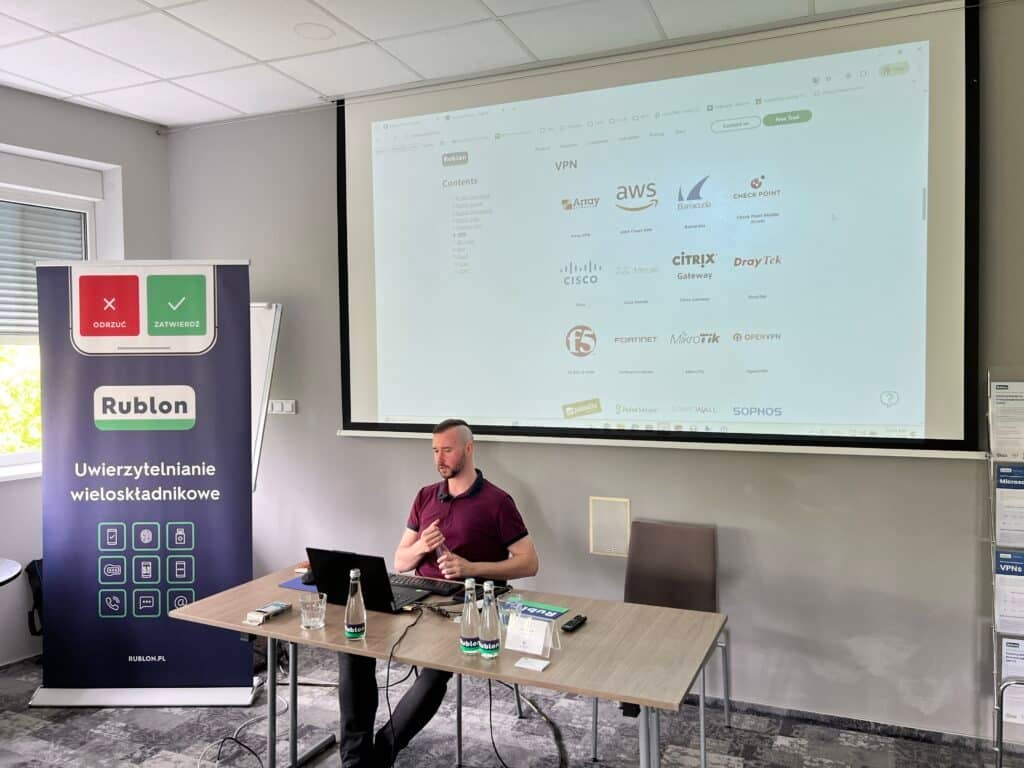 Patryk Suchorowski led the technical segment of the training, showcasing the Rublon Admin Console and walking participants through the configuration of Rublon MFA for Windows and the Rublon Authentication Proxy.