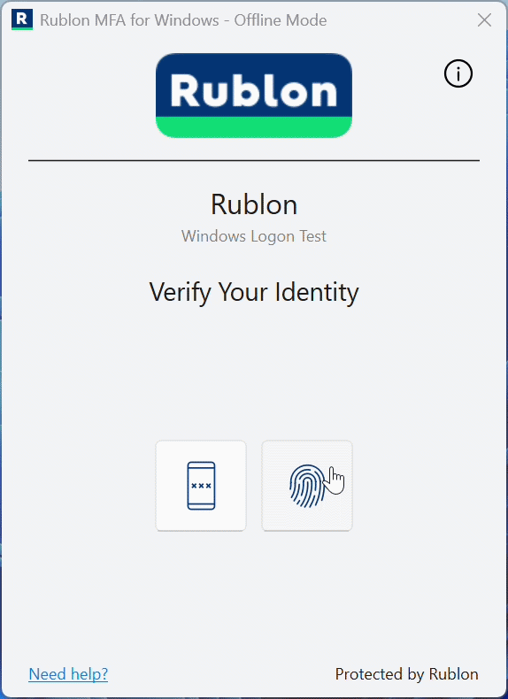 Offline Windows sign-in with a FIDO authenticator using Rublon MFA.